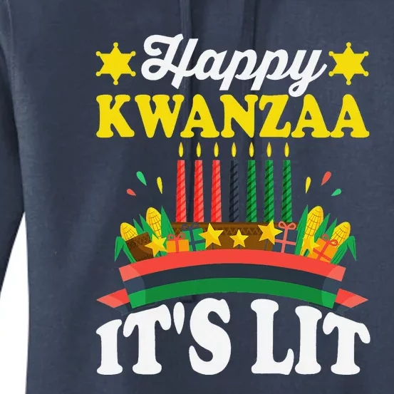 Happy Kwanzaa It's Lit African American Women's Pullover Hoodie