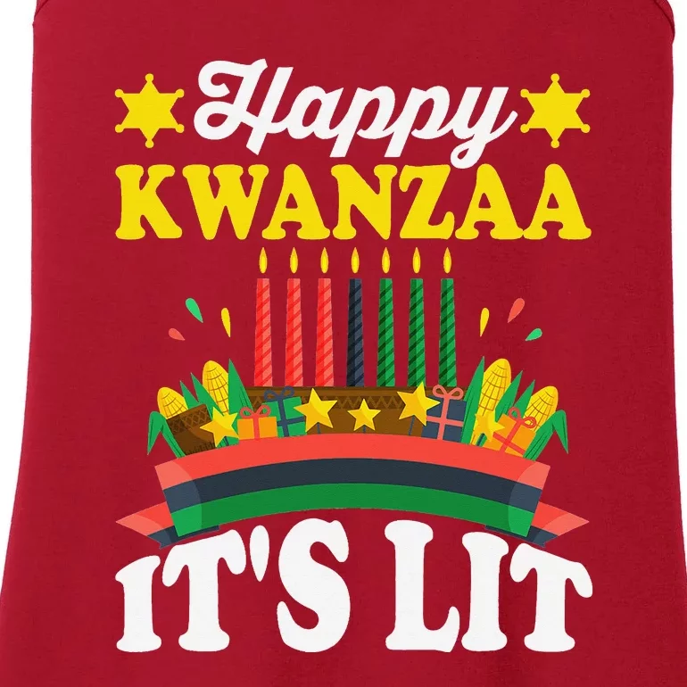 Happy Kwanzaa It's Lit African American Ladies Essential Tank