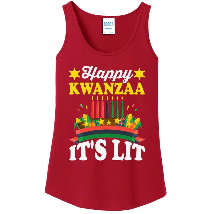 Happy Kwanzaa It's Lit African American Ladies Essential Tank