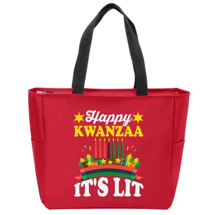 Happy Kwanzaa It's Lit African American Zip Tote Bag