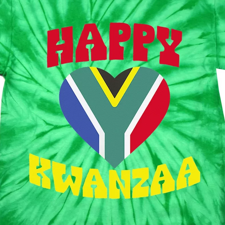 Happy Kwanzaa Heart Africa Flag Black Heritage Cool Tie-Dye T-Shirt