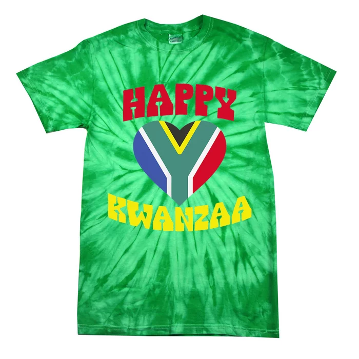 Happy Kwanzaa Heart Africa Flag Black Heritage Cool Tie-Dye T-Shirt