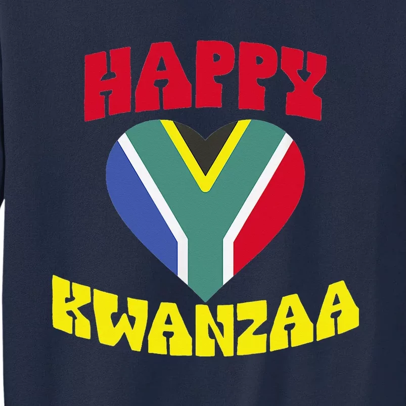 Happy Kwanzaa Heart Africa Flag Black Heritage Cool Tall Sweatshirt