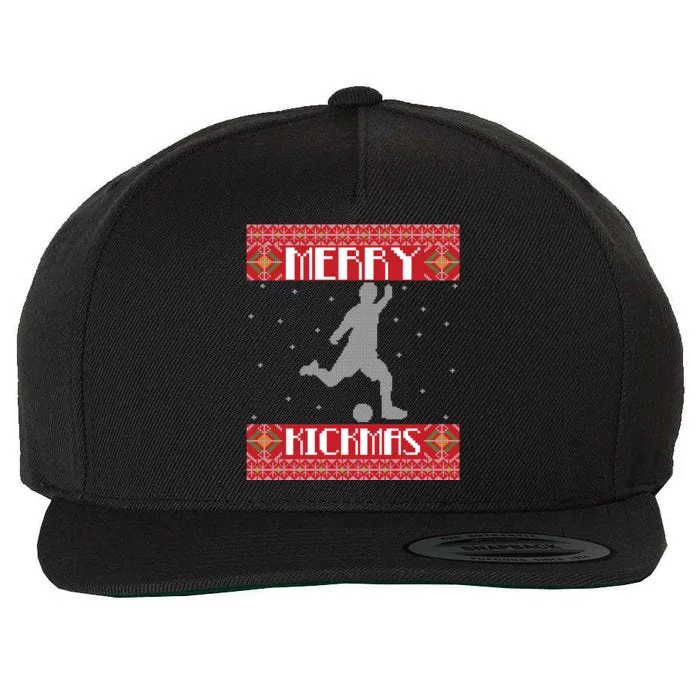 Merry Kickmas Soccer Player Sports Ugly Christmas Sweater Meaningful Gift Wool Snapback Cap