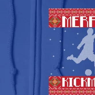 Merry Kickmas Soccer Player Sports Ugly Christmas Sweater Meaningful Gift Full Zip Hoodie