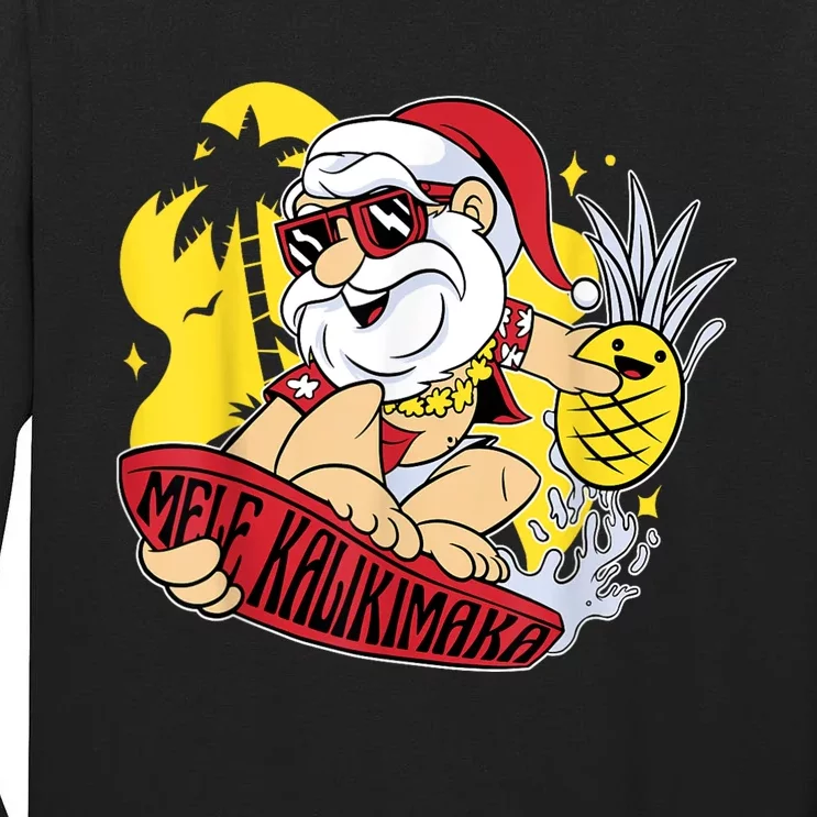 Mele Kalikimaka Santa Hawaiian Christmas In July Gifts Tall Long Sleeve T-Shirt