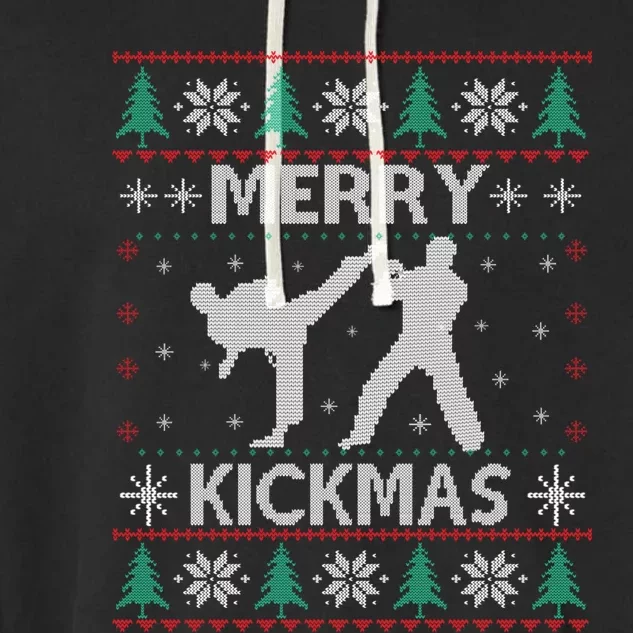 Merry Kickmas Taekwondo Christmas Ugly Sweater Xmas Funny Cute Gift Garment-Dyed Fleece Hoodie