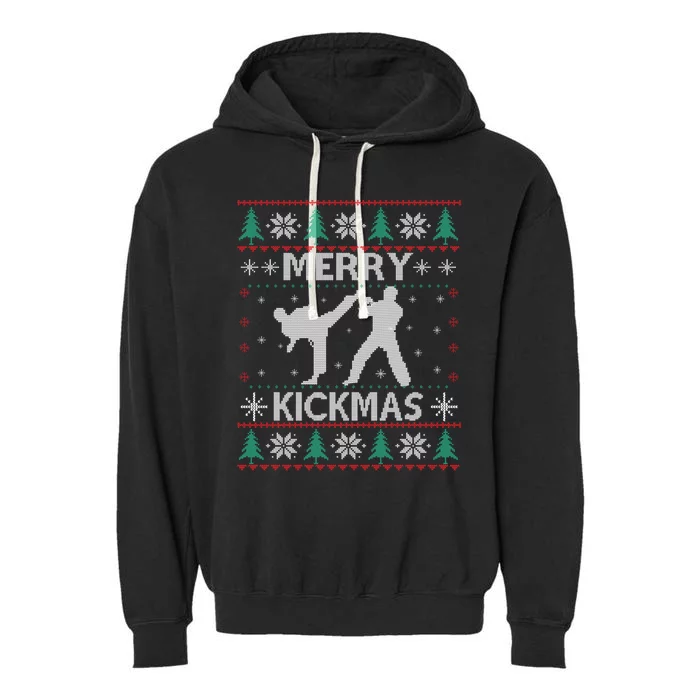 Merry Kickmas Taekwondo Christmas Ugly Sweater Xmas Funny Cute Gift Garment-Dyed Fleece Hoodie