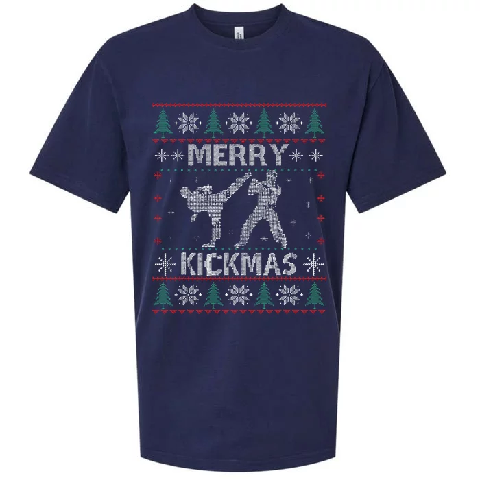 Merry Kickmas Taekwondo Christmas Ugly Sweater Xmas Funny Sueded Cloud Jersey T-Shirt