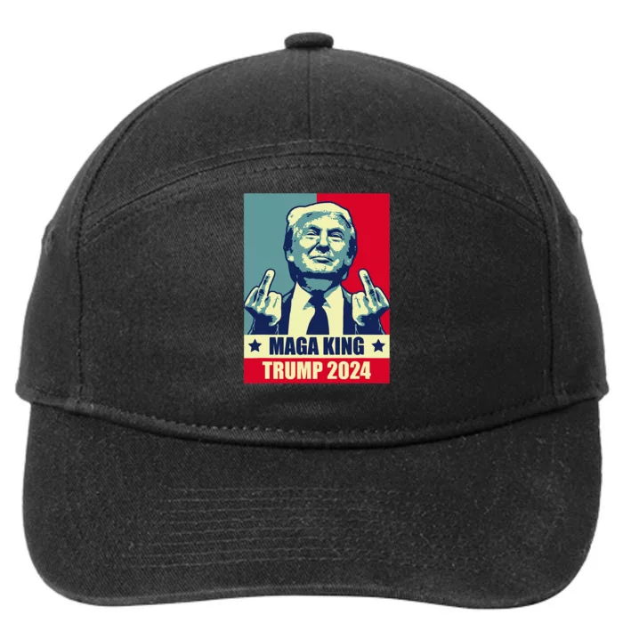 Maga King Trump 2024 Usa Trump Flipping Off American Flag 7-Panel Snapback Hat