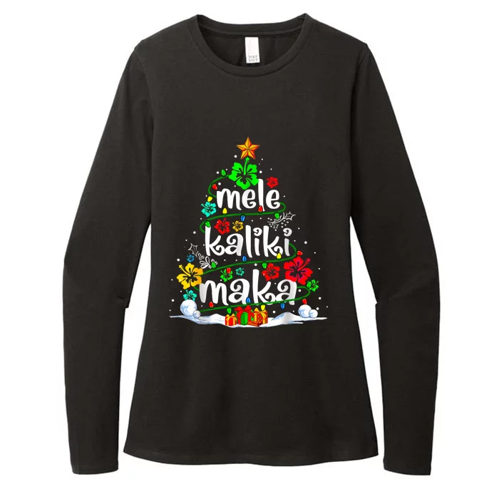 Mele Kalikimaka Tropical Christmas Hawaiian Santa Xmas Tree Womens CVC Long Sleeve Shirt