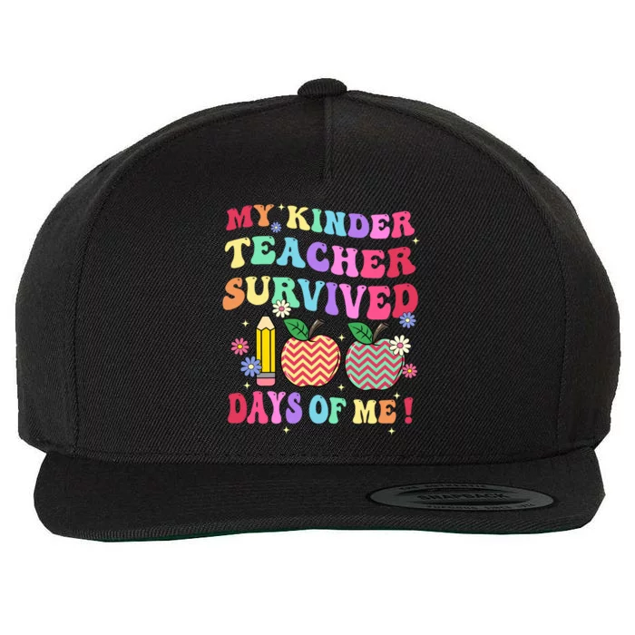 My Kindergarten Teacher Survived 100 Days Of Me Fun School Funny Gift Wool Snapback Cap