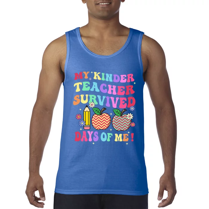 My Kindergarten Teacher Survived 100 Days Of Me Fun School Funny Gift Tank Top