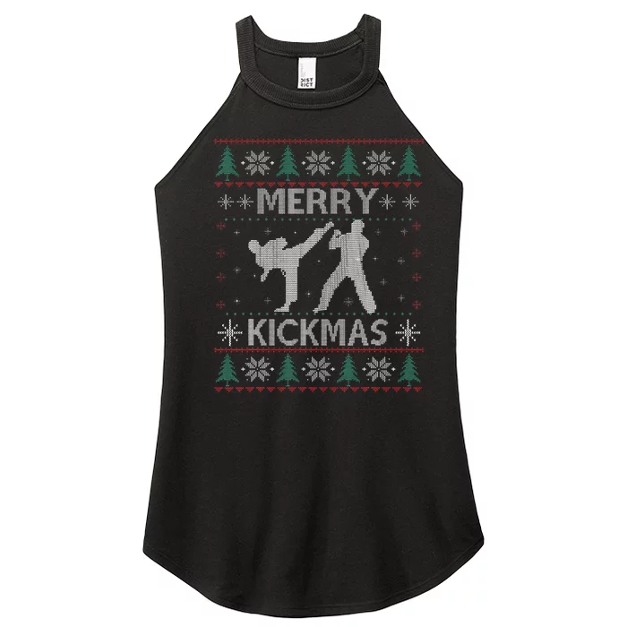 Merry Kickmas Taekwondo Christmas Ugly Sweater Xmas Funny Women’s Perfect Tri Rocker Tank