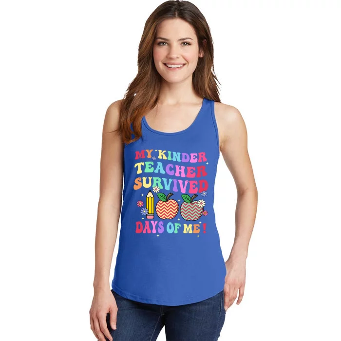 My Kindergarten Teacher Survived 100 Days Of Me Fun School Gift Ladies Essential Tank