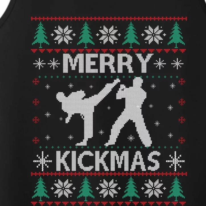 Merry Kickmas Taekwondo Christmas Ugly Sweater Xmas Funny Gift Performance Tank