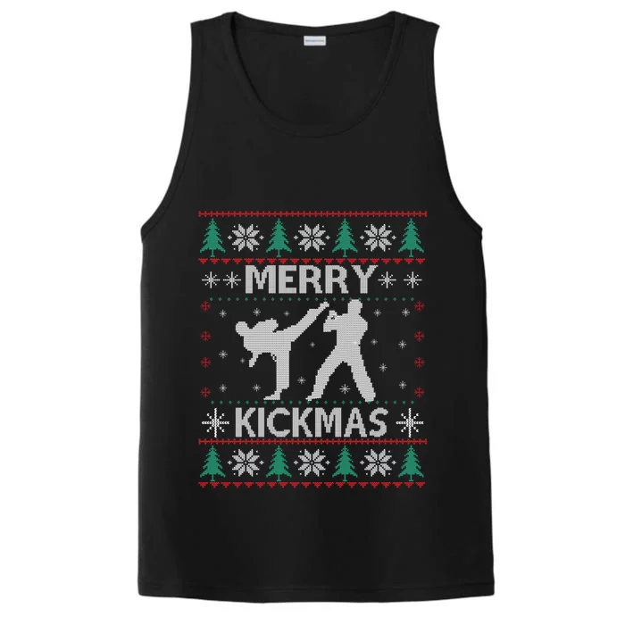 Merry Kickmas Taekwondo Christmas Ugly Sweater Xmas Funny Gift Performance Tank