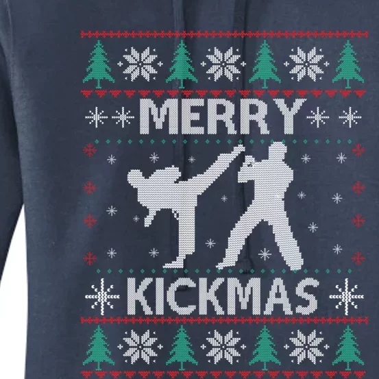 Merry Kickmas Taekwondo Christmas Ugly Sweater Xmas Funny Gift Women's Pullover Hoodie