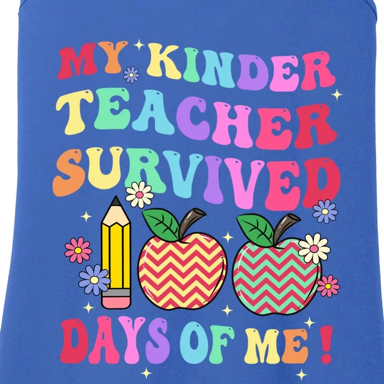 My Kindergarten Teacher Survived 100 Days Of Me Fun School Gift Ladies Essential Tank