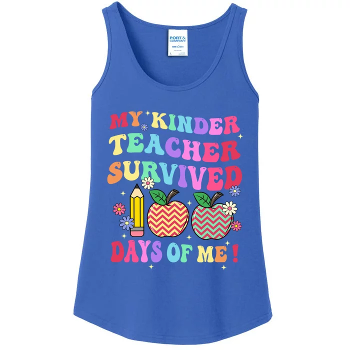 My Kindergarten Teacher Survived 100 Days Of Me Fun School Gift Ladies Essential Tank