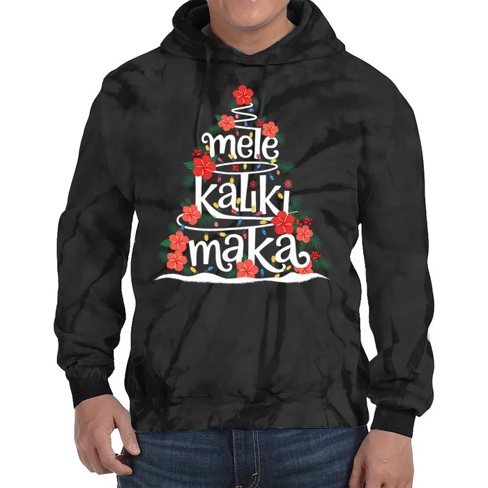 Mele Kalikimaka Tropical Holiday Hawaiian Santa Xmas Tree Tie Dye Hoodie