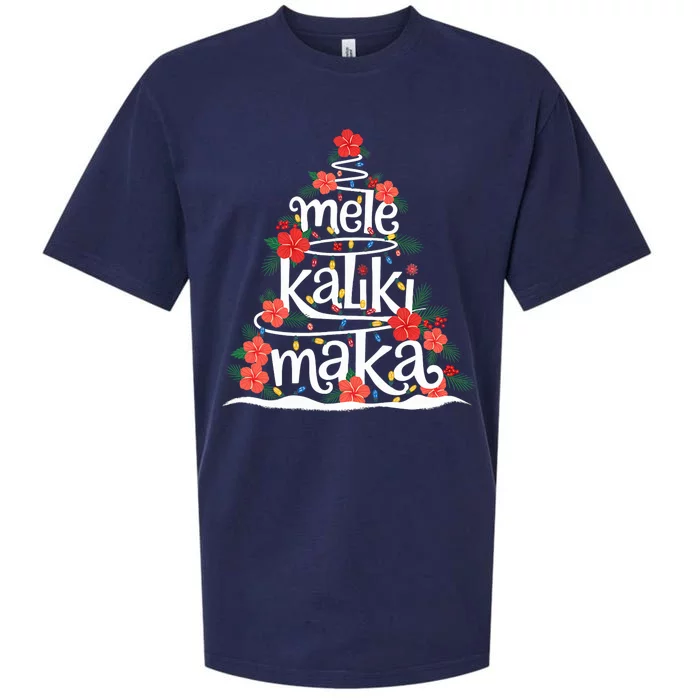 Mele Kalikimaka Tropical Holiday Hawaiian Santa Xmas Tree Sueded Cloud Jersey T-Shirt