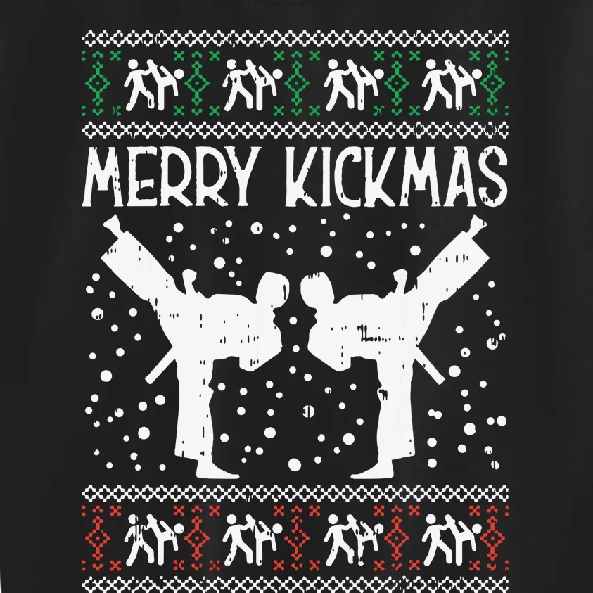 Merry Kickmas Ugly Christmas Karate Jiu Jitsu Martial Gift Kids Sweatshirt