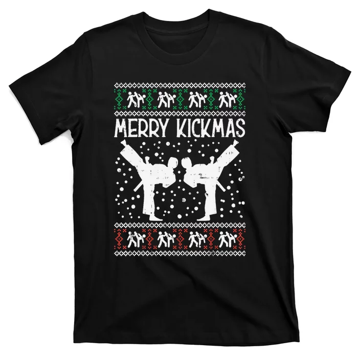 Merry Kickmas Ugly Christmas Karate Jiu Jitsu Martial T-Shirt