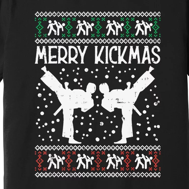 Merry Kickmas Ugly Christmas Karate Jiu Jitsu Martial Premium T-Shirt