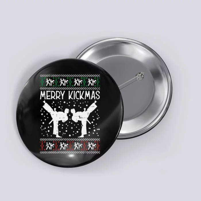 Merry Kickmas Ugly Christmas Karate Jiu Jitsu Martial Gift Button