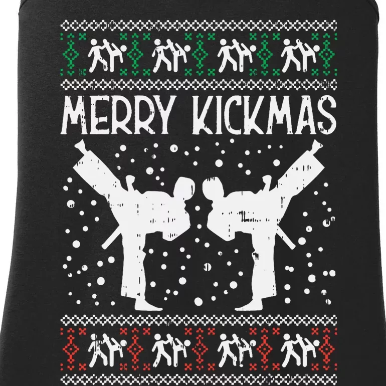 Merry Kickmas Ugly Christmas Karate Jiu Jitsu Martial Gift Ladies Essential Tank