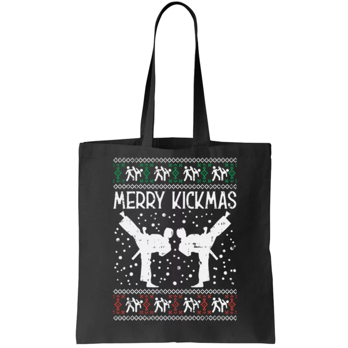 Merry Kickmas Ugly Christmas Karate Jiu Jitsu Martial Gift Tote Bag