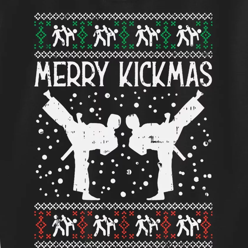 Merry Kickmas Ugly Christmas Karate Jiu Jitsu Martial Gift Kids Sweatshirt