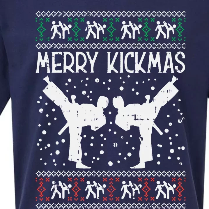 Merry Kickmas Ugly Christmas Karate Jiu Jitsu Martial Gift Sueded Cloud Jersey T-Shirt