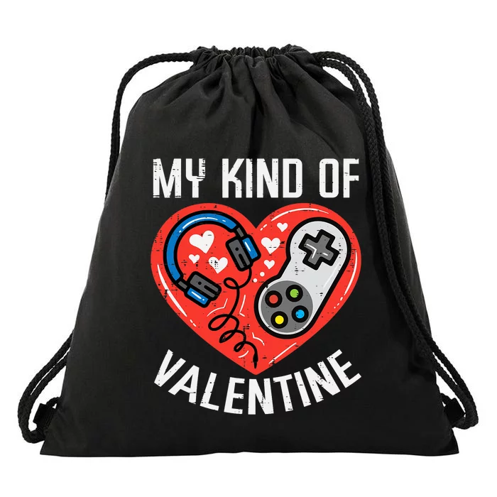 My Kind Valentine Gamer Valentines Day Gaming Drawstring Bag