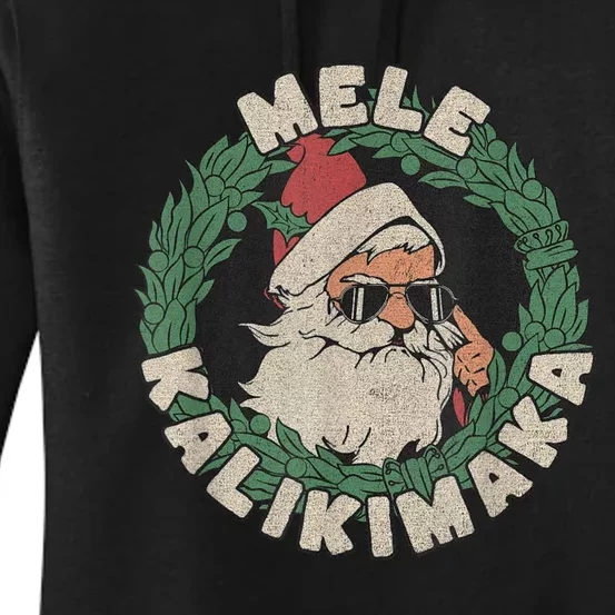 Mele Kalikimaka With Santa Women's Pullover Hoodie