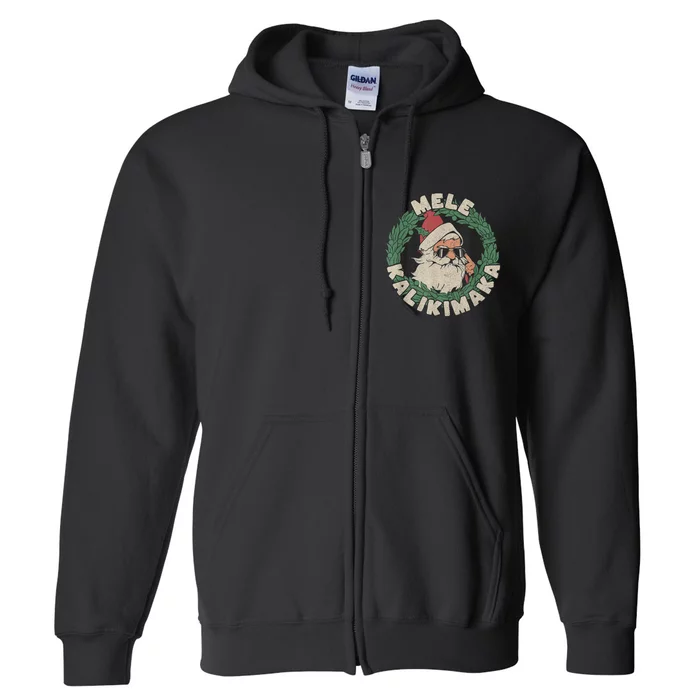 Mele Kalikimaka With Santa Full Zip Hoodie