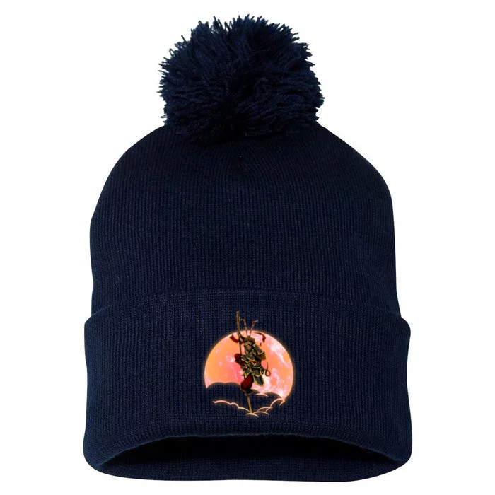 Monkey King Warrior Sun Wukong Pom Pom 12in Knit Beanie