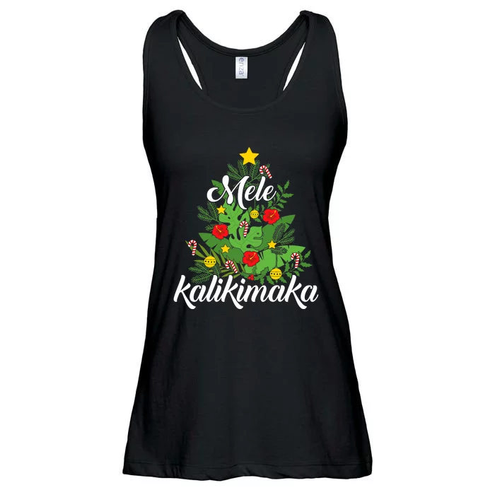 Mele Kalikimaka Xmas Tree For Hawaiian Hawaii Christmas Ladies Essential Flowy Tank