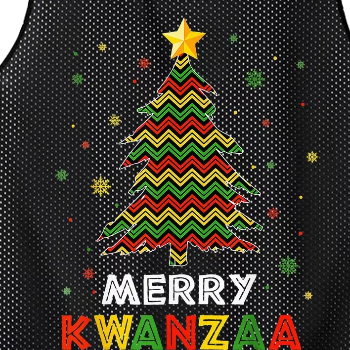 Merry Kwanzaa Xmas Tree Black Christmas African American Mesh Reversible Basketball Jersey Tank