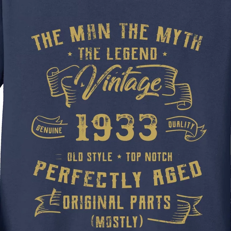 Myth Legend 1933 Birthday Gift For 89 Kids Long Sleeve Shirt