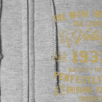 Myth Legend 1933 Birthday Gift For 89 Full Zip Hoodie