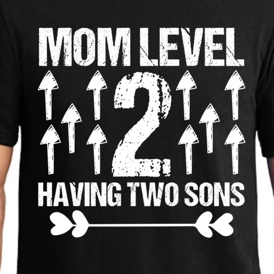 Mom Level 2 Having Two Sons Proud Mom Raising Sons 2nd Time Funny Gift Pajama Set