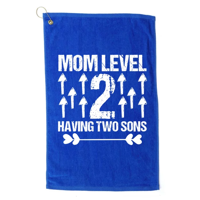 Mom Level 2 Having Two Sons Proud Mom Raising Sons 2nd Time Funny Gift Platinum Collection Golf Towel