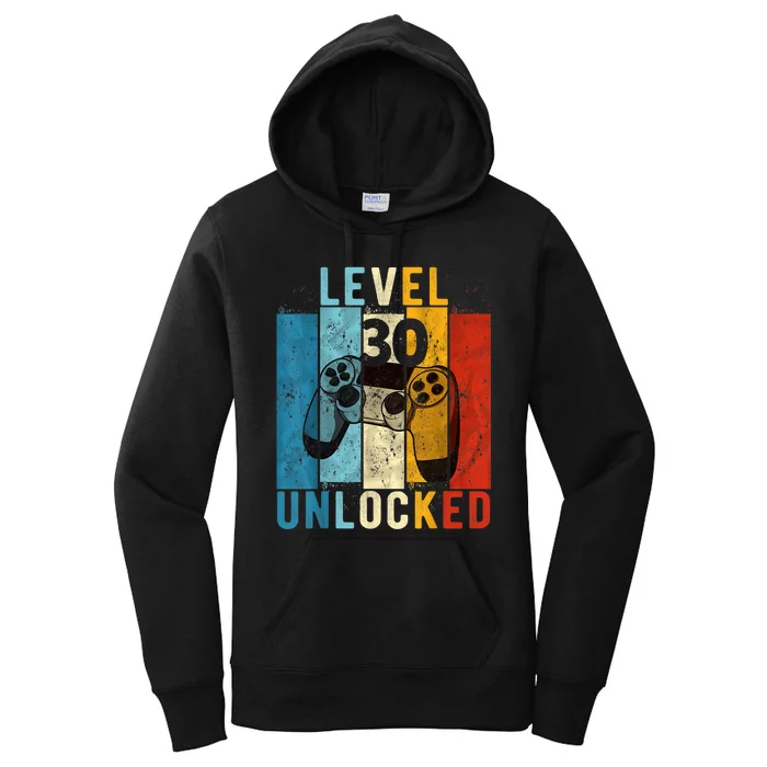 m.e.ns Level 30 Unlocked Video Gamer 30 Year Old 30th Birthday Gift Women's Pullover Hoodie