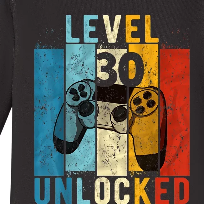 m.e.ns Level 30 Unlocked Video Gamer 30 Year Old 30th Birthday Gift Baby Long Sleeve Bodysuit