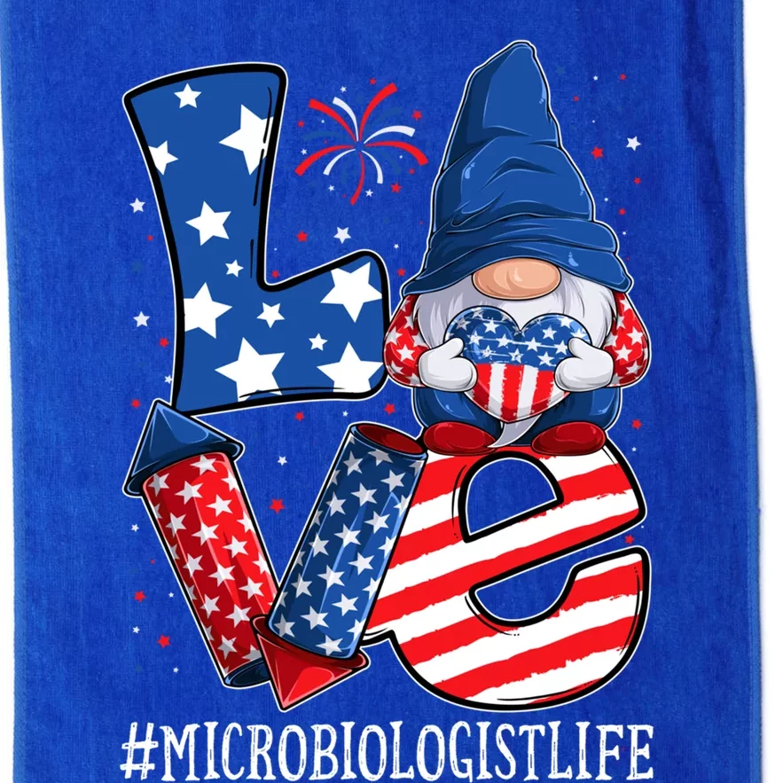 Microbiologist Love 4th Of July Gnome Usa Patriotic Gift Platinum Collection Golf Towel