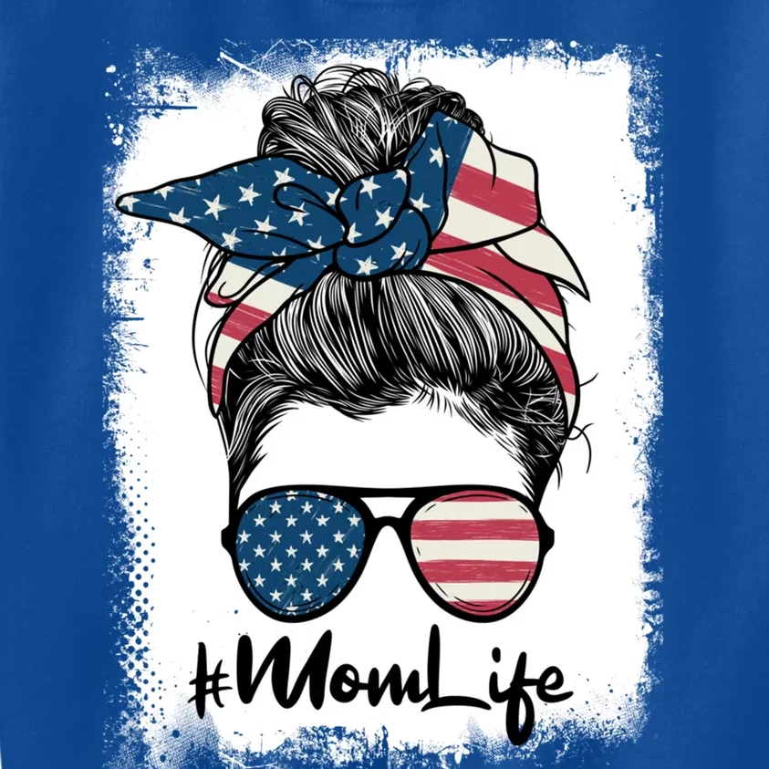 Mom Life 4th Of July Messy Bun Patriotic Hairdresser Gift Kids Sweatshirt