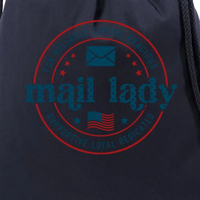 Mail Lady 4th Of July Retro Postal Worker Postal Rural Carrier Drawstring Bag