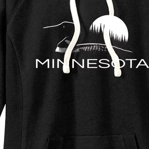 Minnesota Loon And Trees In Moonlight Gift Women's Fleece Hoodie